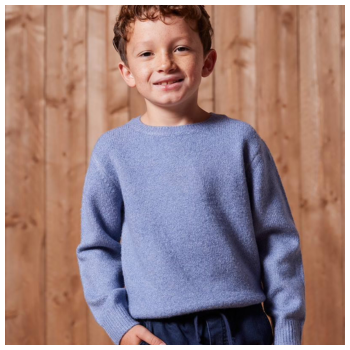  Weicher Jungen Pullover - blau meliert 